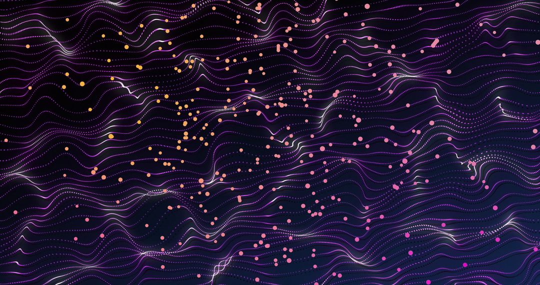 Colorful Abstract Waves and Dots on Dark Background