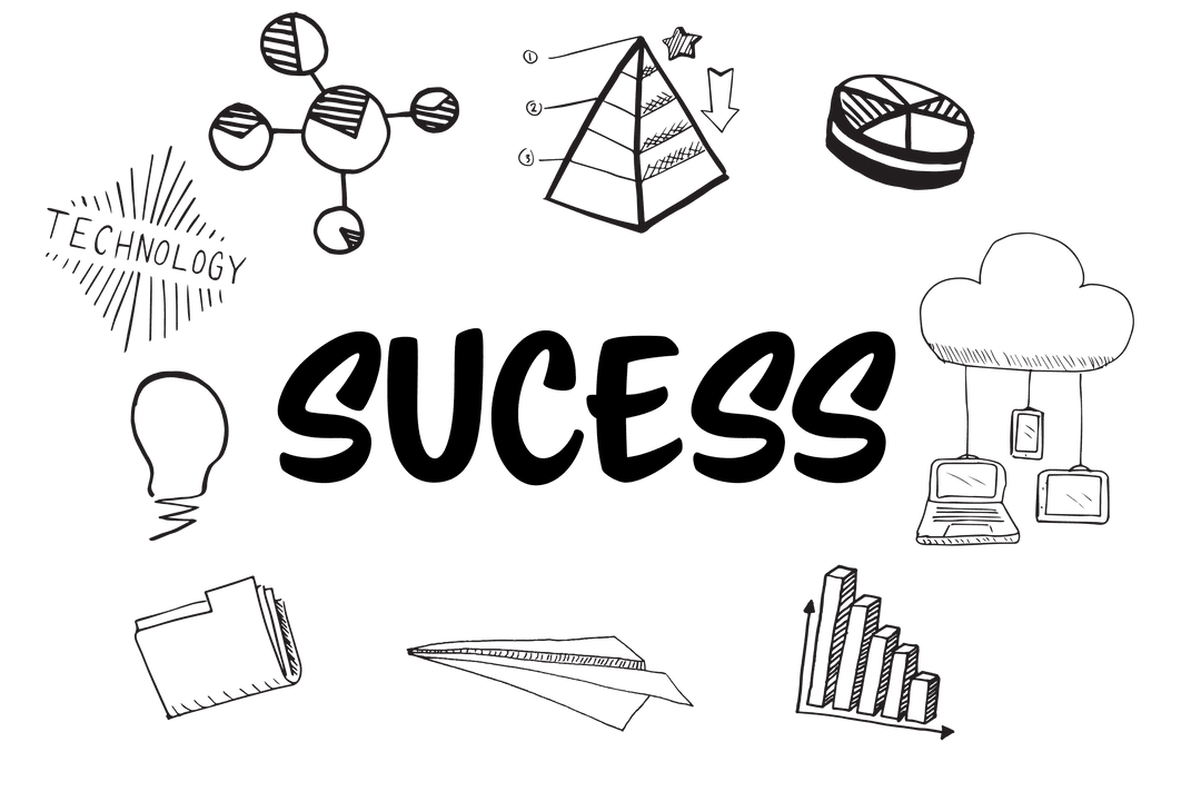 Digital Success Illustration on Transparent Background