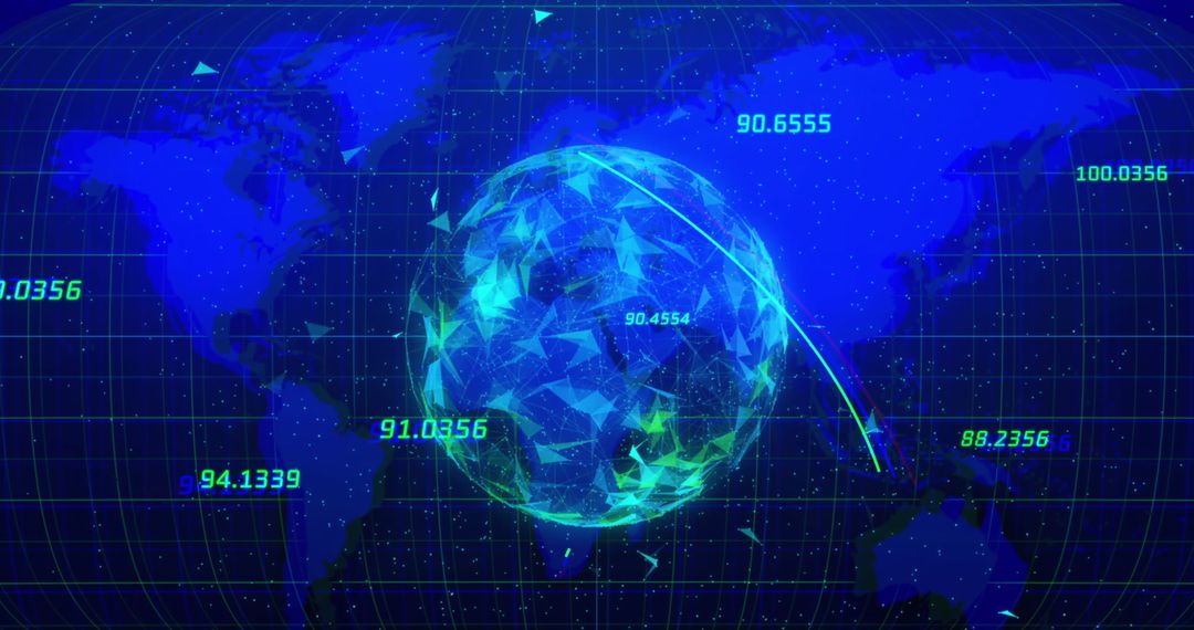 Digital Globe with Rotating Plexus Networks on World Map - Free Images, Stock Photos and Pictures on Pikwizard.com