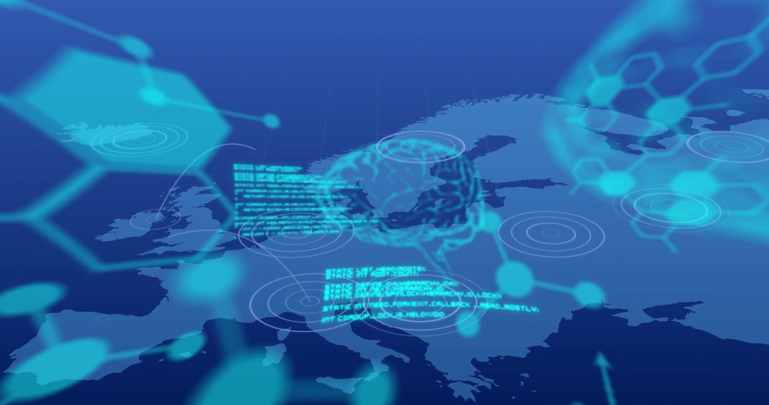 Digital Brain Over Europe with Data Visualizations
