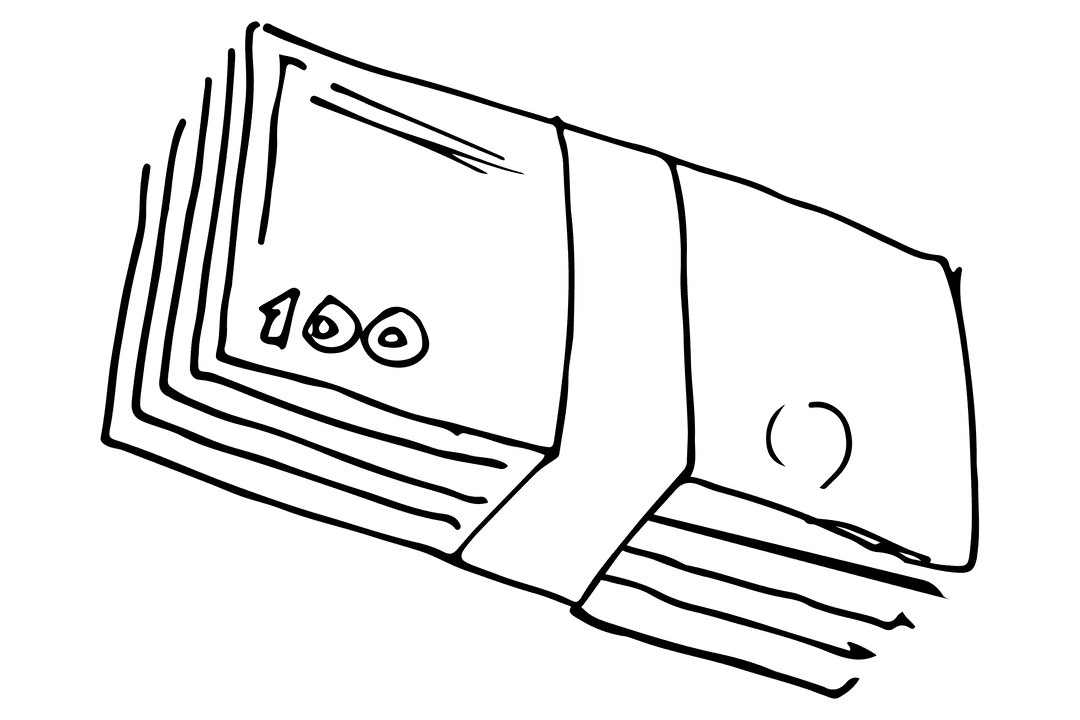 Transparent Stack of Hundred Dollar Bills Illustration