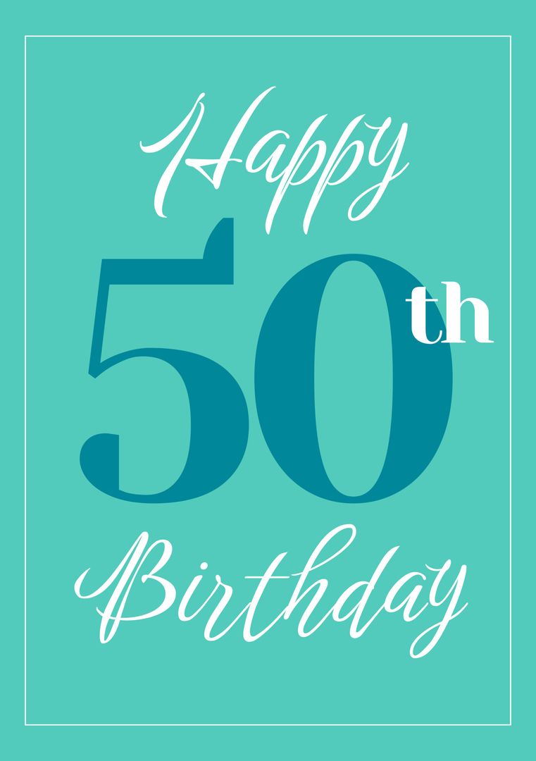 Elegant Blue Happy 50th Birthday Card - Download Free Stock Templates Pikwizard.com