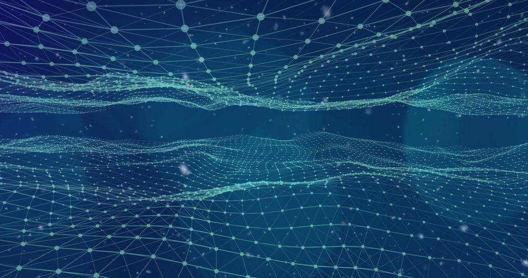 Futuristic Digital Network with Abstract Snowfall