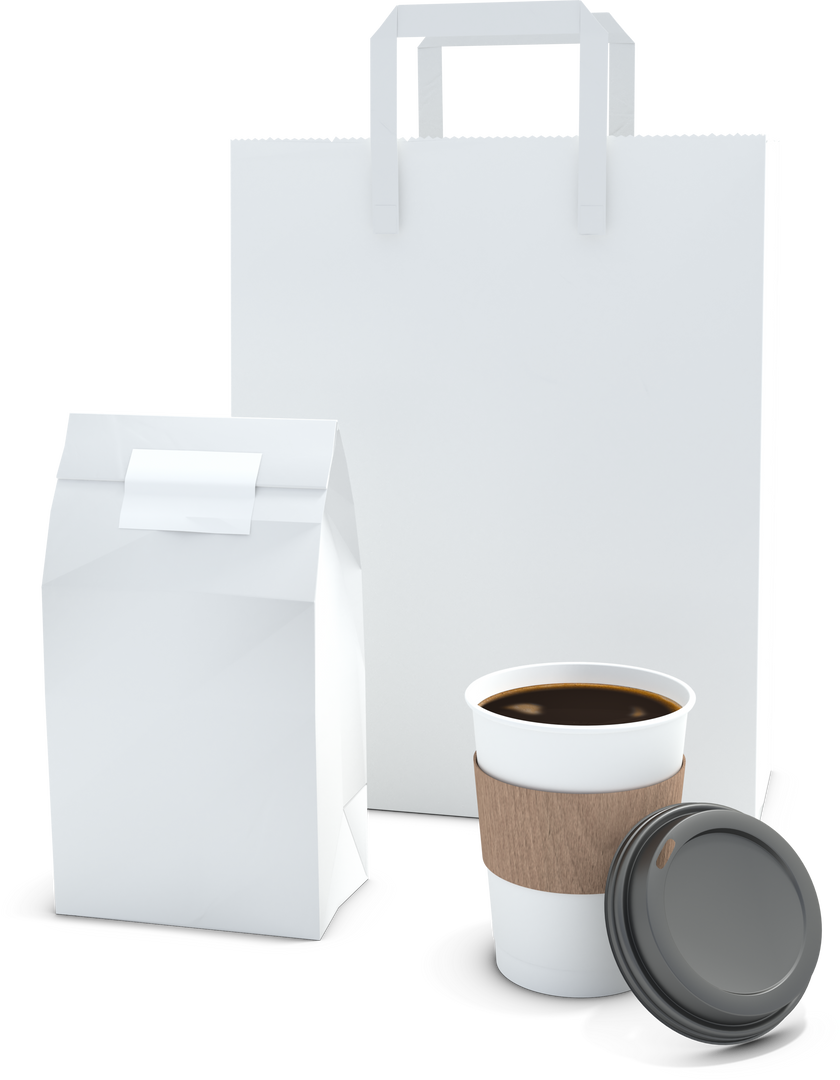 Transparent Goose Flew Logo Mockup for Paper Bags and Coffee Cups Packaging - Download Free Stock Images Pikwizard.com