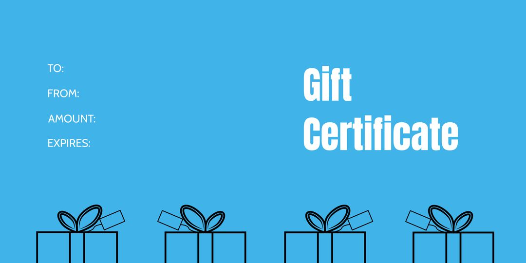 Minimalist Blue Gift Certificate with Black Gift Box Outline - Download Free Stock Templates Pikwizard.com