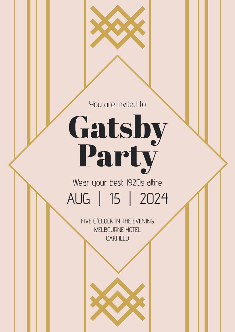 Gatsby Theme Party Invitation With Art Deco Design - Download Free Stock Templates Pikwizard.com