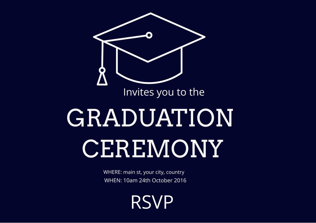 Modern Graduation Ceremony Invitation with Details - Download Free Stock Templates Pikwizard.com