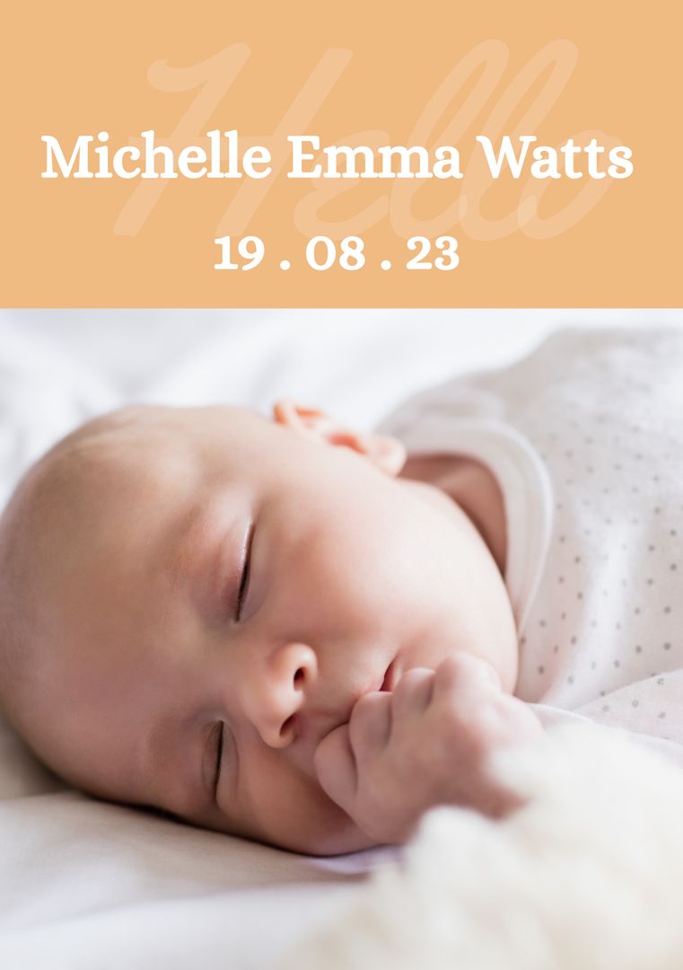 Peaceful Sleeping Baby with Birth Announcement Text Overlay - Download Free Stock Templates Pikwizard.com