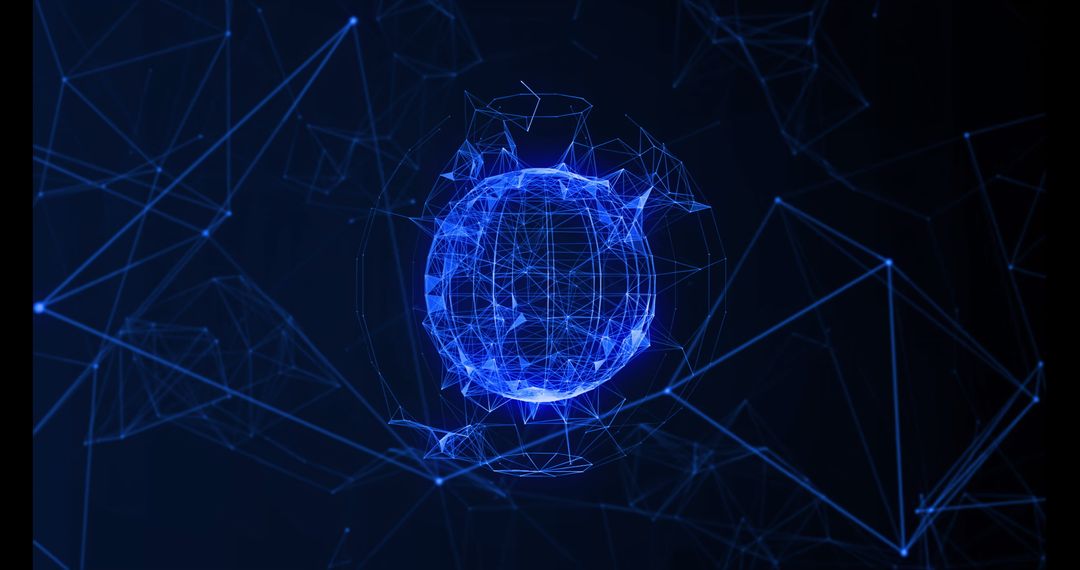 Futuristic Digital Network Globe on Dark Background