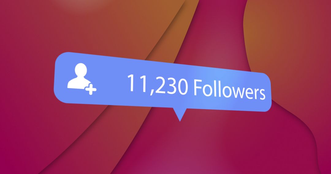 Social Media Followers Increasing on Red Background