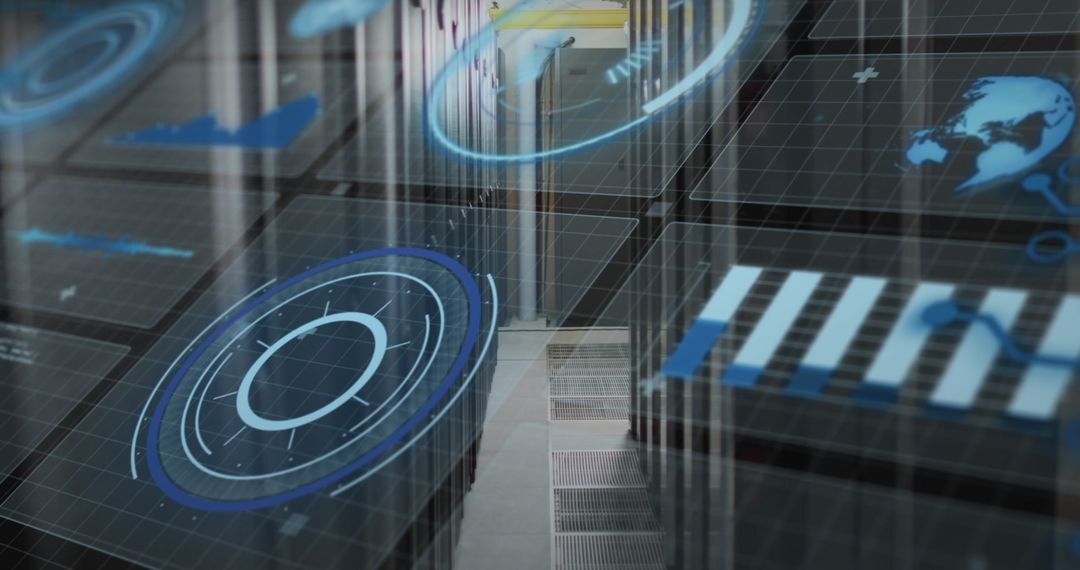 Futuristic Data Interface in Server Room for Advanced Analysis