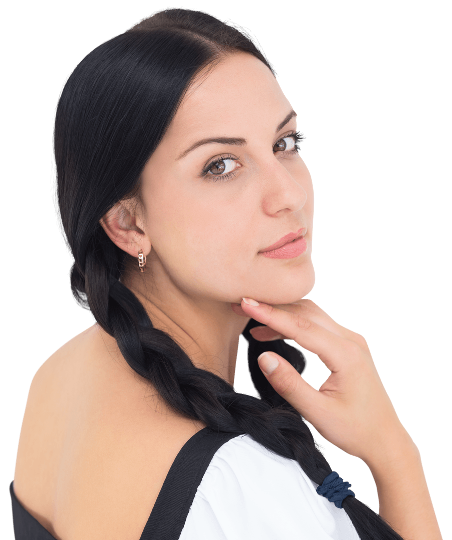 Transparent Background Smiling Woman in Braids
