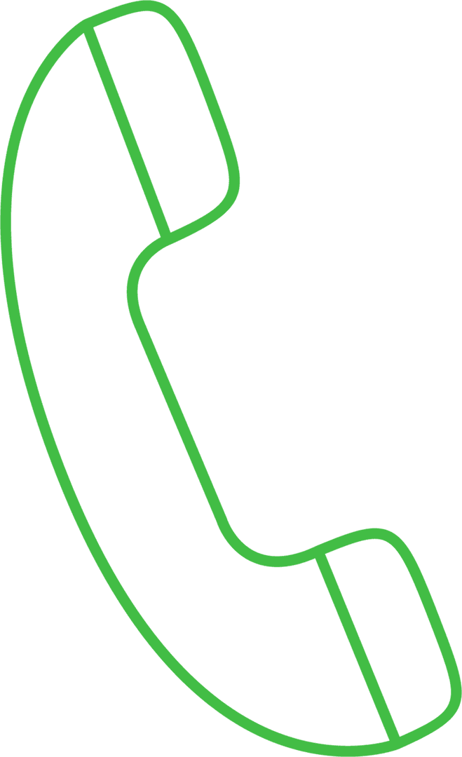 Green Handset Icon on Transparent Background for Communication Design