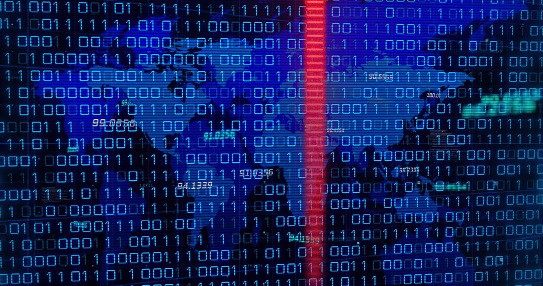 Binary Code Overlay on World Map for Global Cyber Security - Free Images, Stock Photos and Pictures on Pikwizard.com