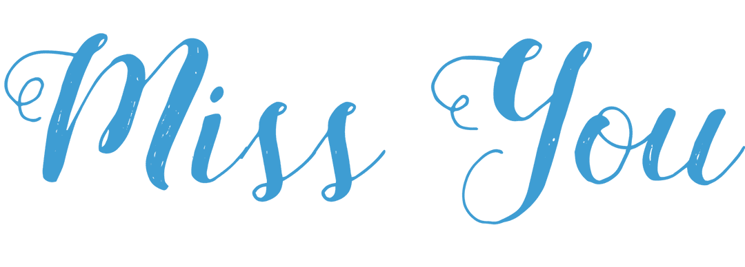 Elegant Blue Miss You Text on Transparent Background