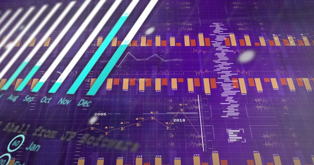Abstract Digital Data Display with Graphs and Charts