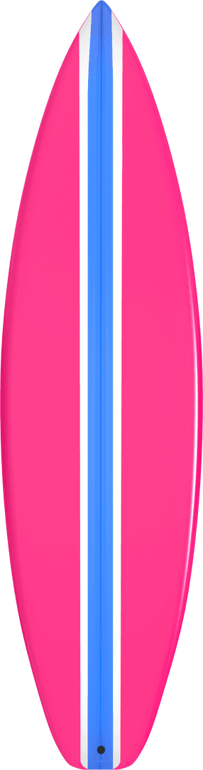 Top View of Transparent Pink and Blue Surfboard
