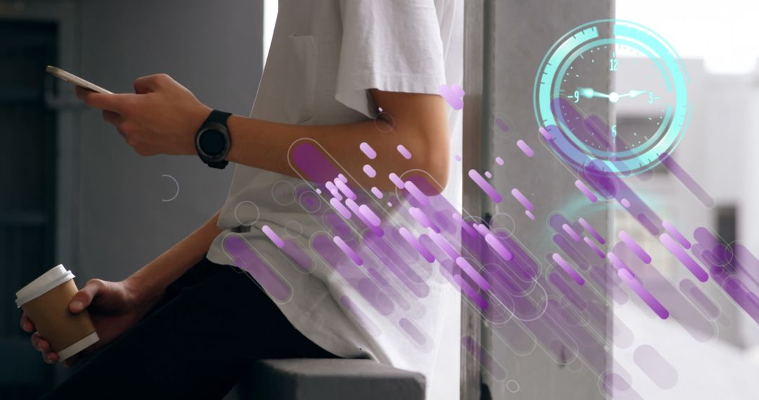 Businessman Technology Concept with Digital Clock Overlay