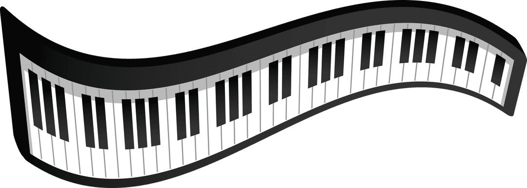 Curved Piano Keyboard Illustrating Musical Harmony on Transparent Background