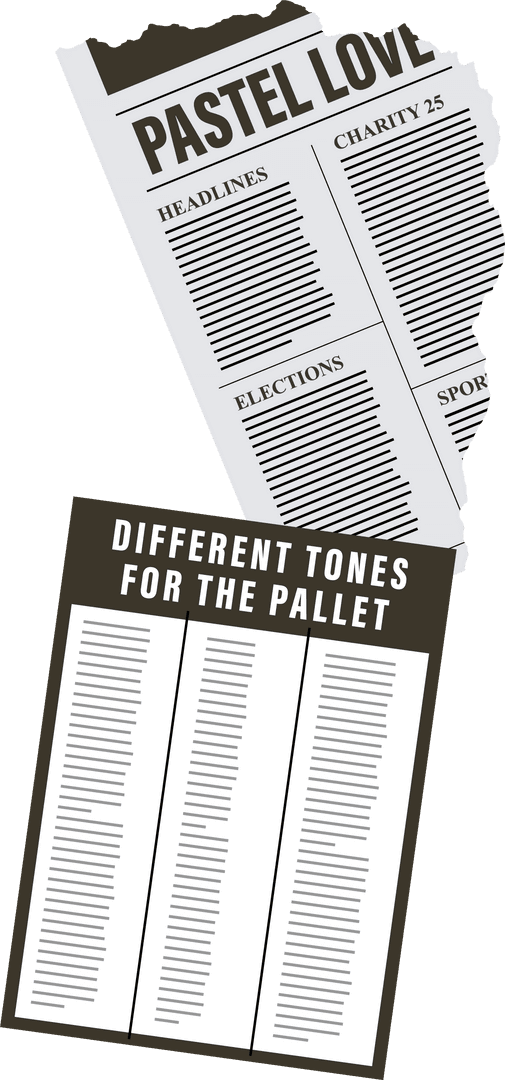 Vintage Style Newspaper Sheets with Transparent Background and Torn Edges