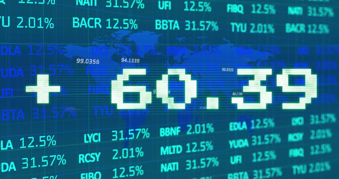 Global Stock Market Trading Display With Positive Trends