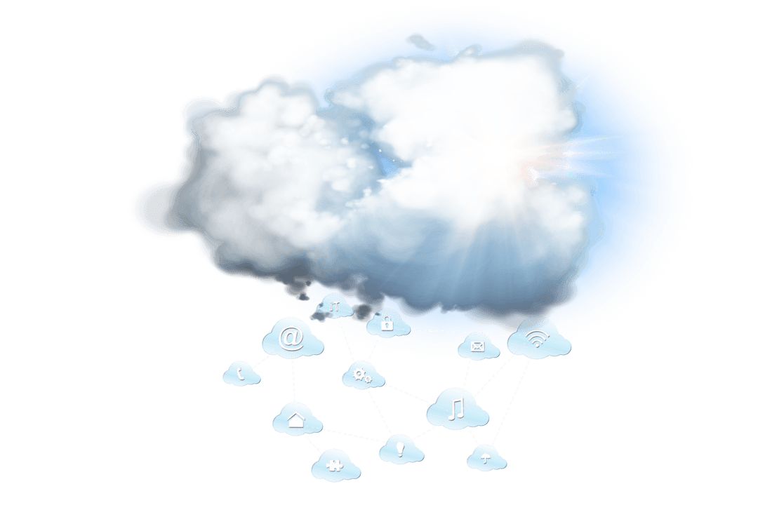 digital cloud network with icons on transparent background - Download Free Stock Images Pikwizard.com