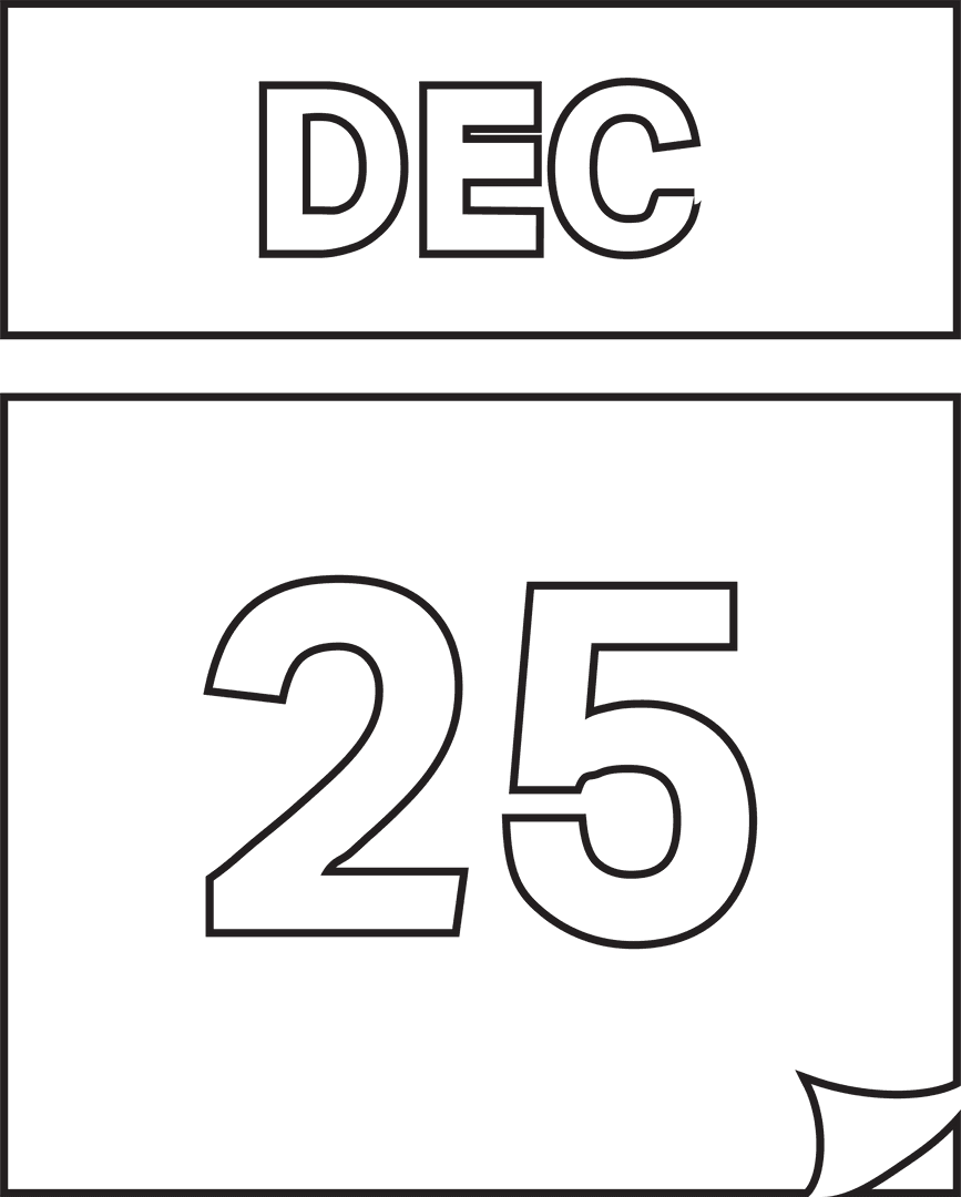 Transparent December 25th Transparent Date Vector Icon