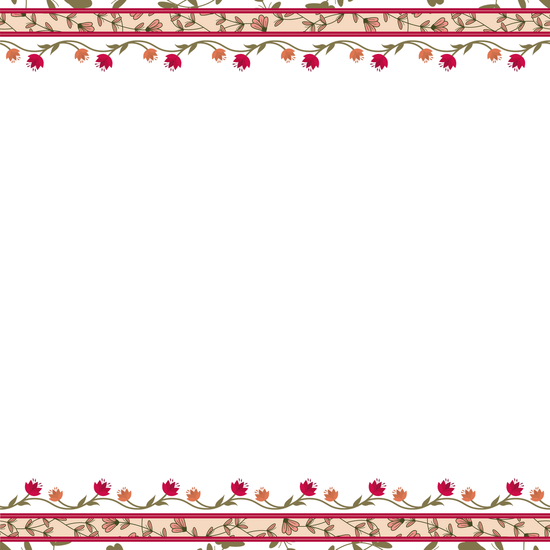 Decorative Floral Border with Vines and Transparent Background for Design