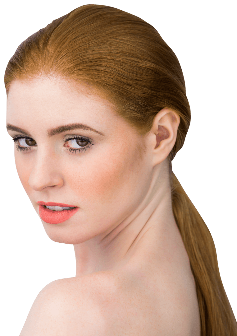 Transparent Redhead Woman Looking Seductive