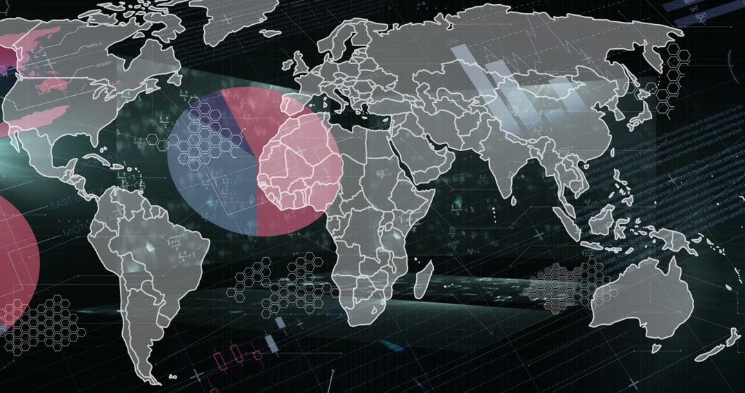Digital World Map with Data Overlay for Global Networking