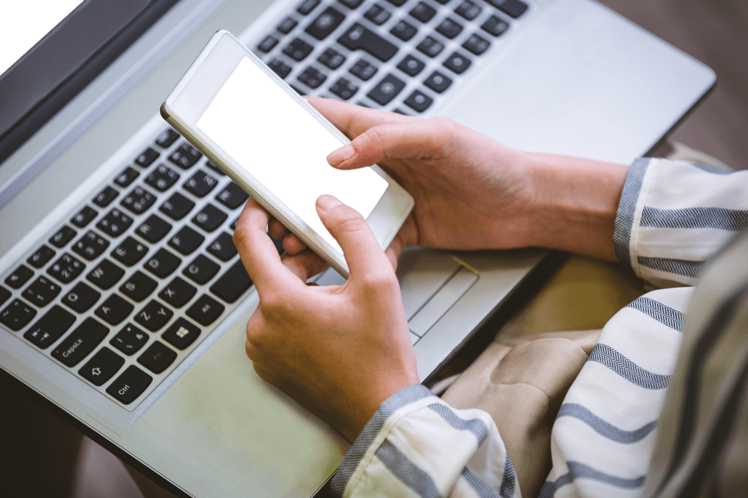 Transparent Smartphone Interaction with Laptop Closeup