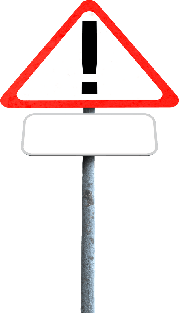 Transparent Warning Sign With Exclamation and Blank Placard