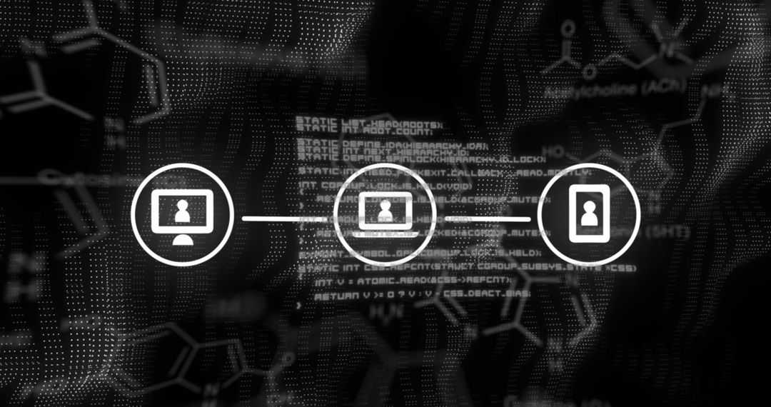 Network Connections and QR Code on Black Digital Background