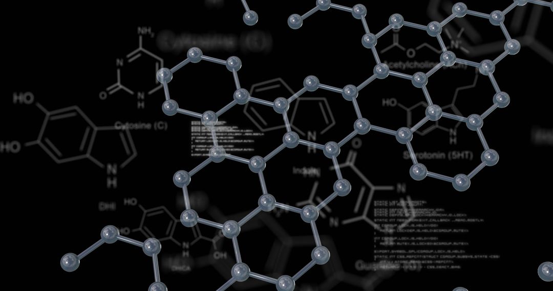 Complex Molecular Structure with Chemical Formulas Background