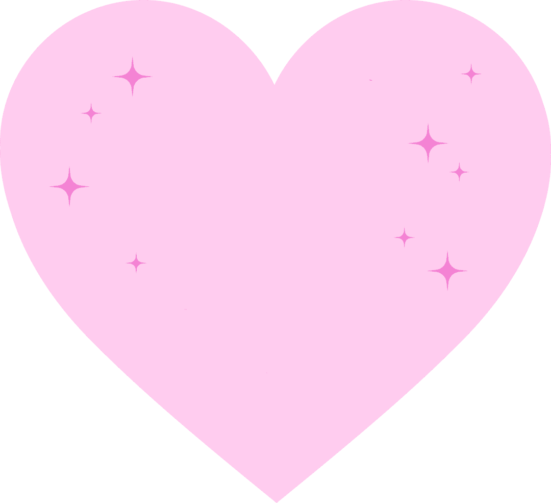 Floating Pastel Pink Heart with Sparkles on Transparent Background