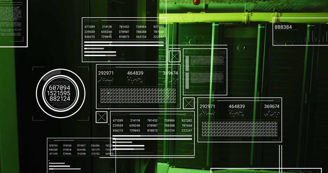 Futuristic Digital Interface Over LIT Data Center Servers