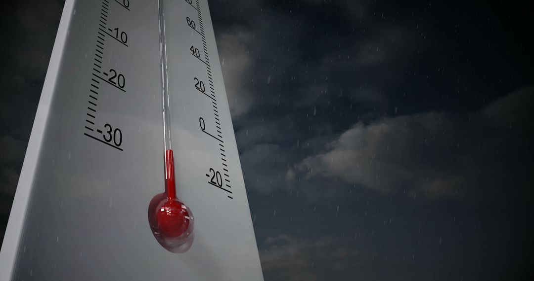 Close-up of Thermometer Showing Below Freezing Temperatures With Dark Sky - Free Images, Stock Photos and Pictures on Pikwizard.com