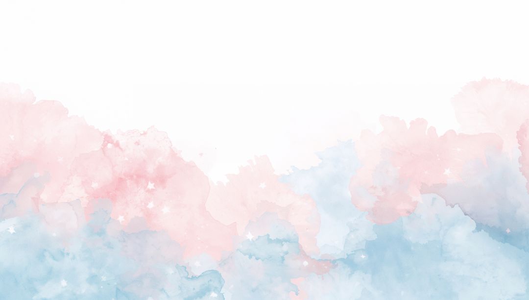 Pastel Pink and Blue Watercolor Clouds with Subtle Star Speckles, Soft Texture and Gradient