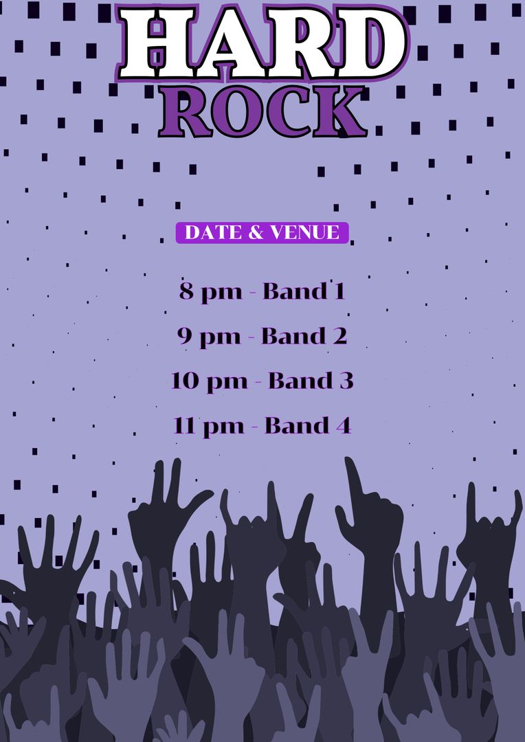 Hard Rock Concert Flyer with Event Details and Animated Hands - Download Free Stock Templates Pikwizard.com