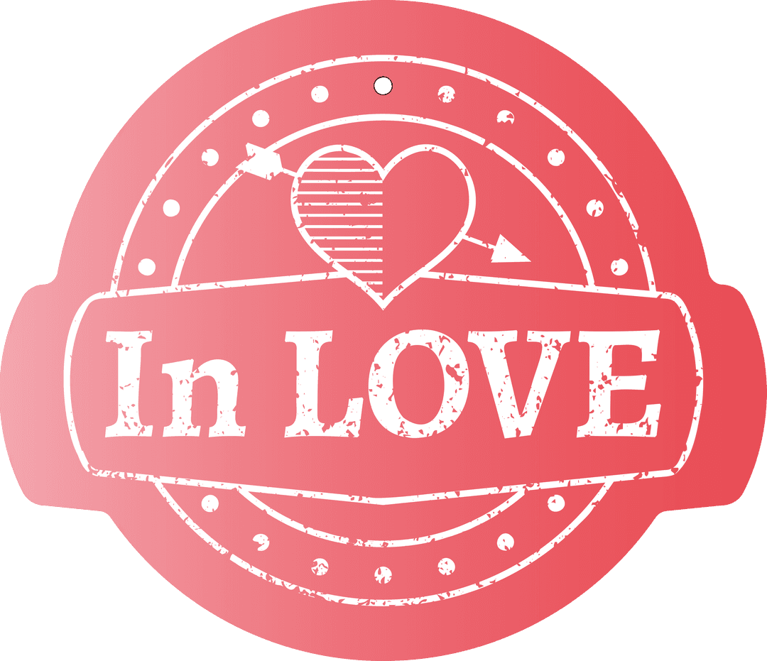 Red Love Tag with Heart and Arrow on Transparent Background