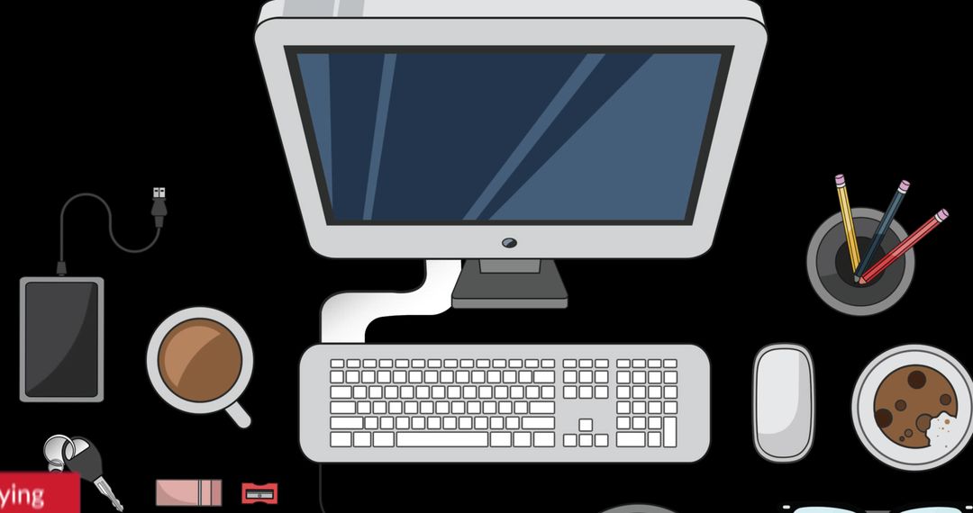 Digital Office Workspace with Social Media Concept