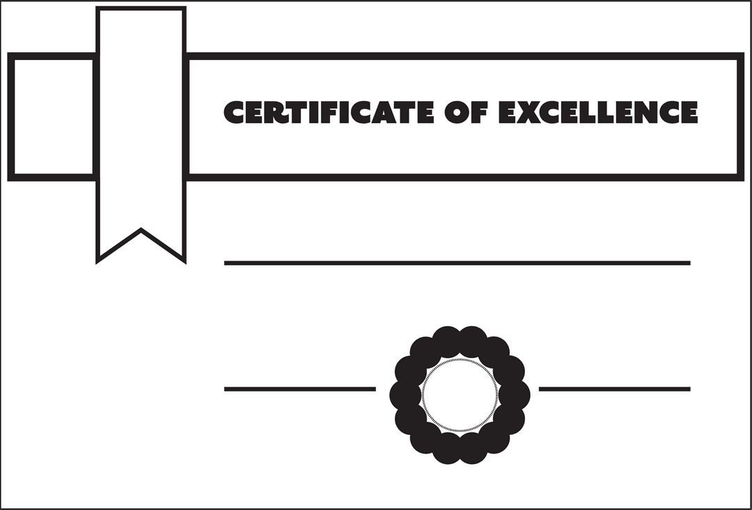 Digital Certificate of Excellence on Transparent Background