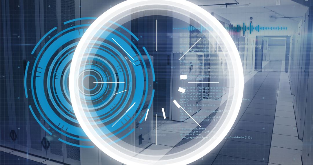 Abstract Holographic Interface Displayed in Modern Data Center