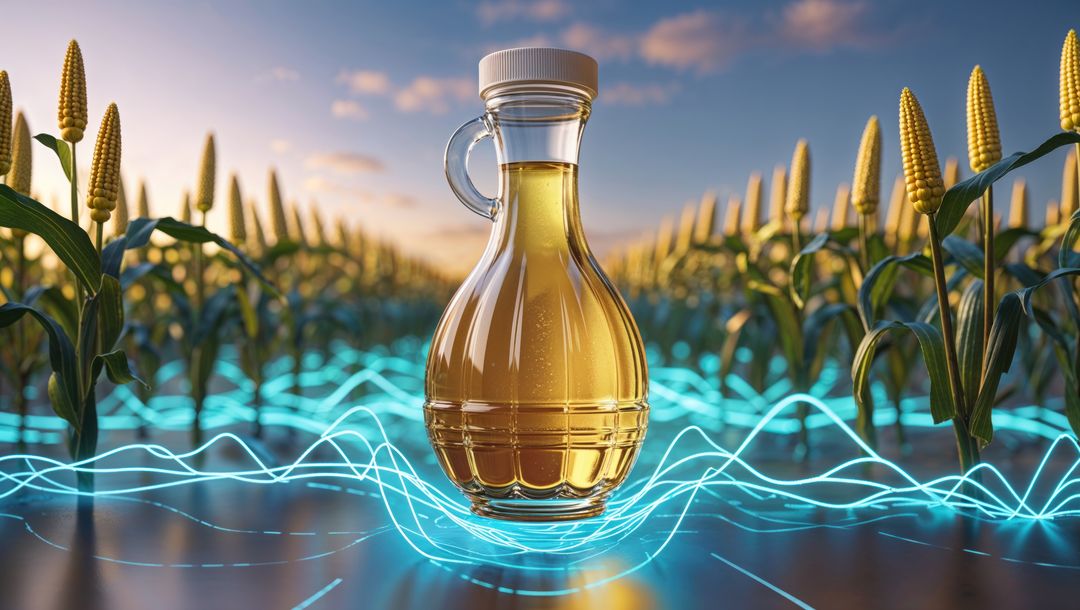 Futuristic eco-friendly corn syrup concept in digital art