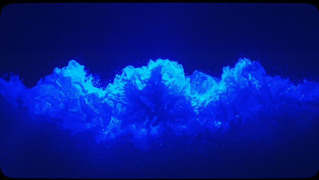 Futuristic Neon Blue Wave Formation in Dark Void
