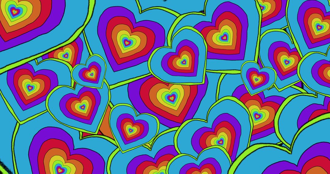 Multicolored Rainbow Hearts with Vibrant Background