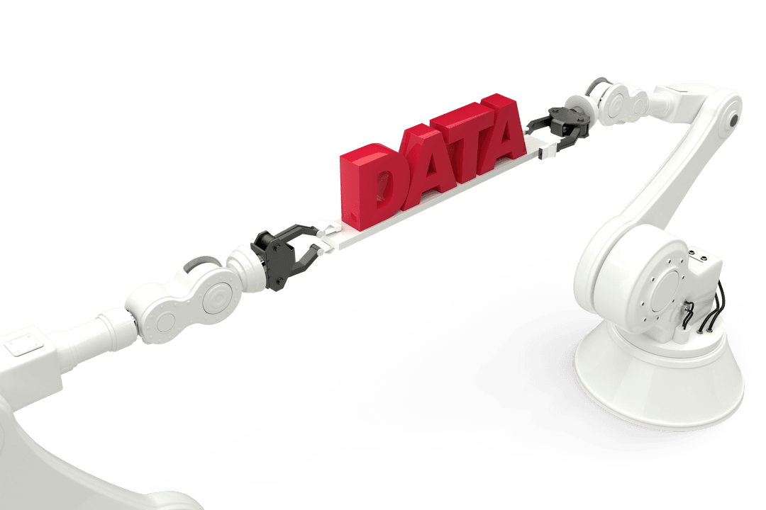 Robot Arms Holding Red Data Text on Transparent Background - Download Free Stock Images Pikwizard.com