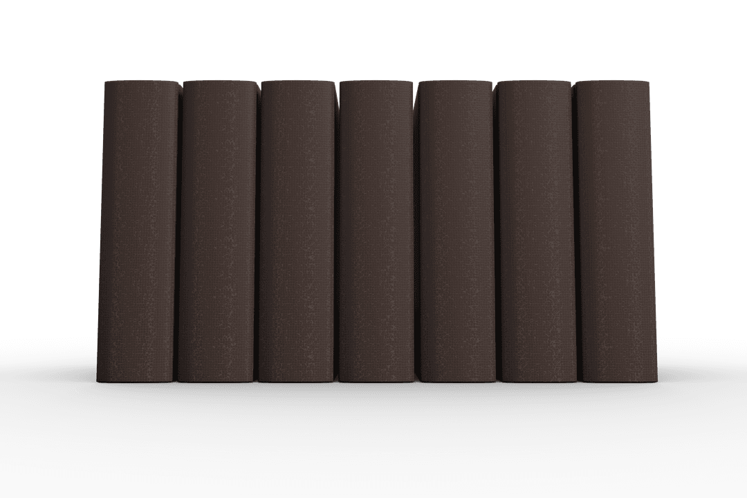 Row of Dark Brown Books on Transparent Background