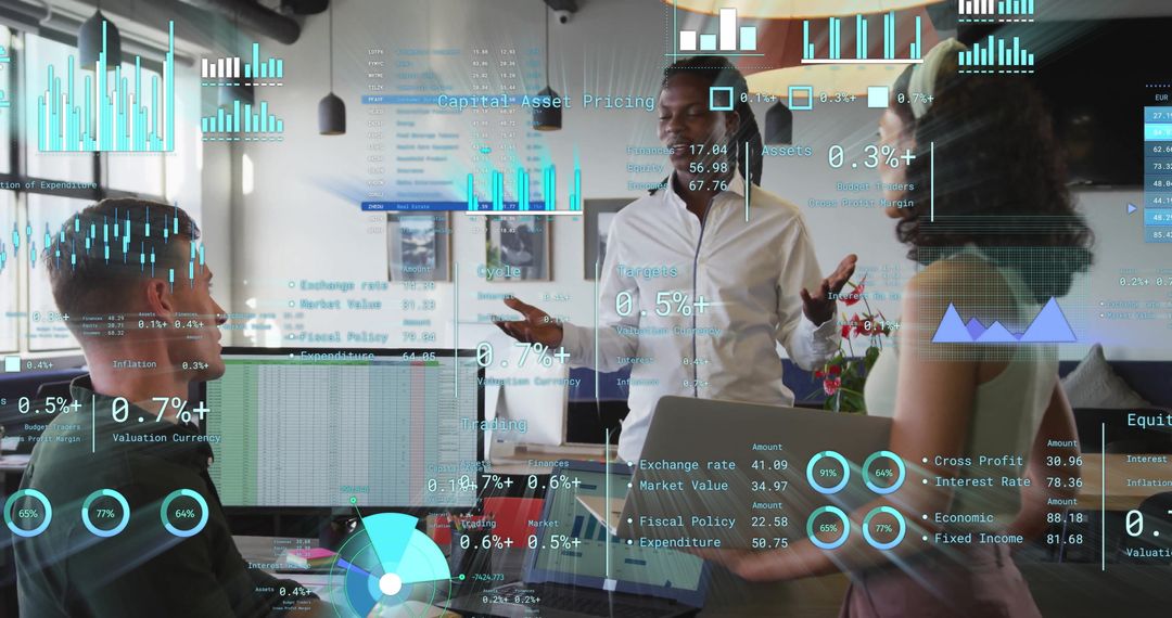 Team Analyzing Financial Data Visualization in Modern Office