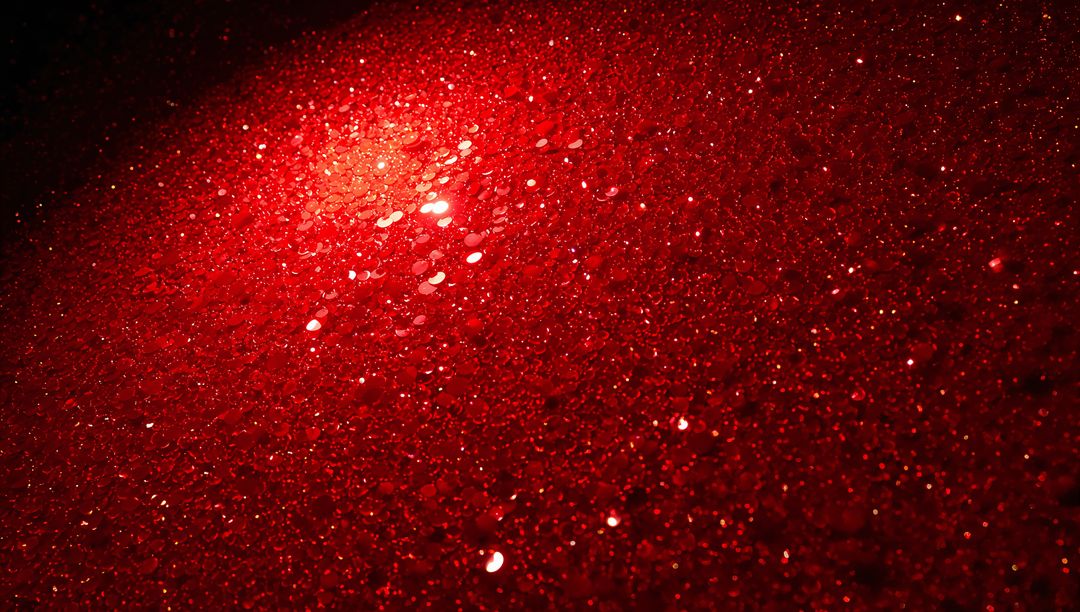 Crimson Glitter Macro Texture with Sparkling Bokeh, Metallic Shine and Red Sequin Close-up